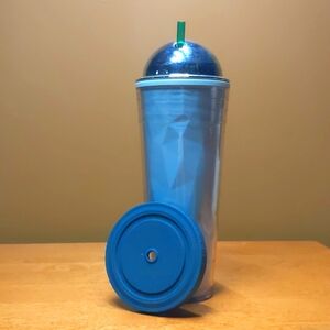 Silver and Blue Interchangeable top Starbucks cup set